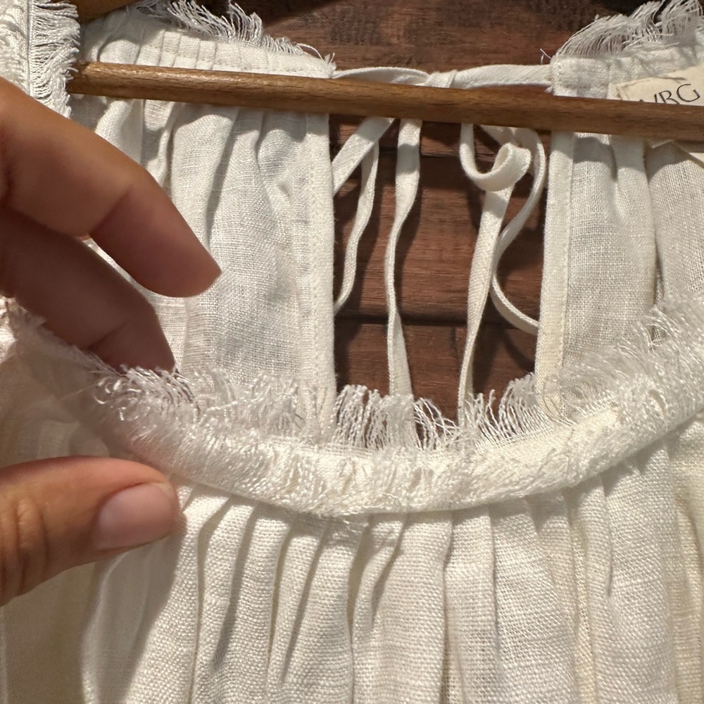 White Mini Peasant Dress - Lightweight Summer Tunic - Picture 7 of 11